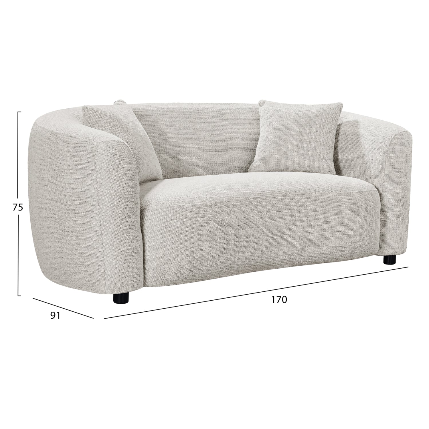 SOFA 2-SEATER NORD HM3322.02 LIGHT BEIGE FABRIC 170x91x75Hcm.
