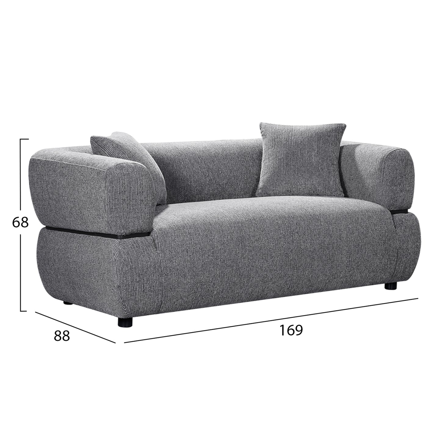 SOFA 2-SEATER ARCTIS HM3328.01 GREY FABRIC 169x88x88Hcm.
