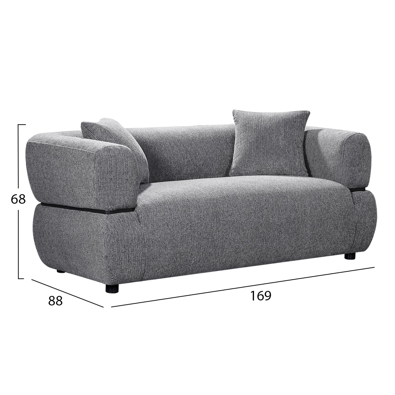 SOFA 2-SEATER ARCTIS HM3328.01 GREY FABRIC 169x88x88Hcm.