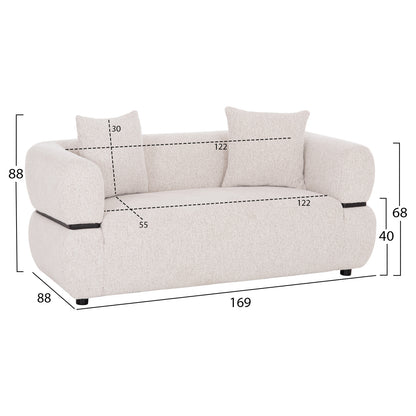 SOFA 2-SEATER ARCTIS HM3328.02 LIGHT BEIGE FABRIC 169x88x88Hcm.