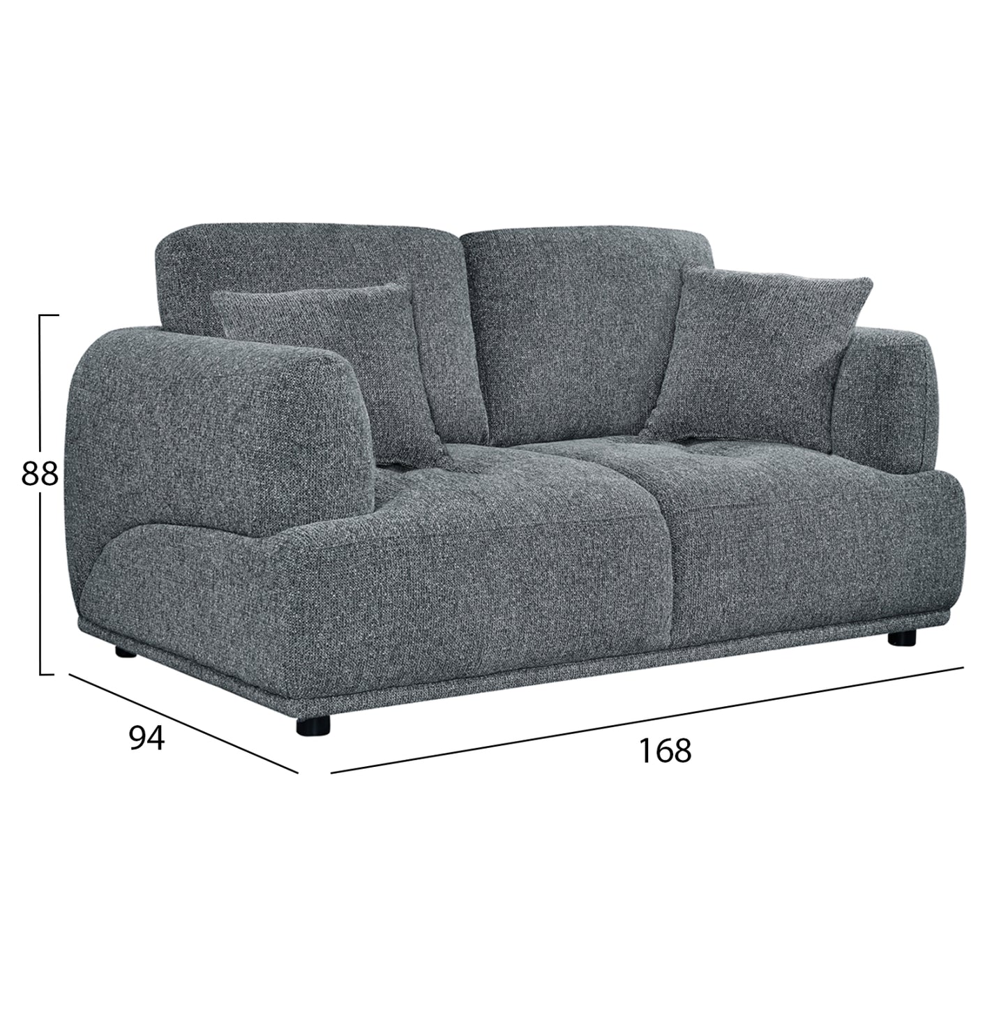 SOFA 2-SEATER STRUCTO HM3330.01 GREY FABRIC 168x94x88Hcm.