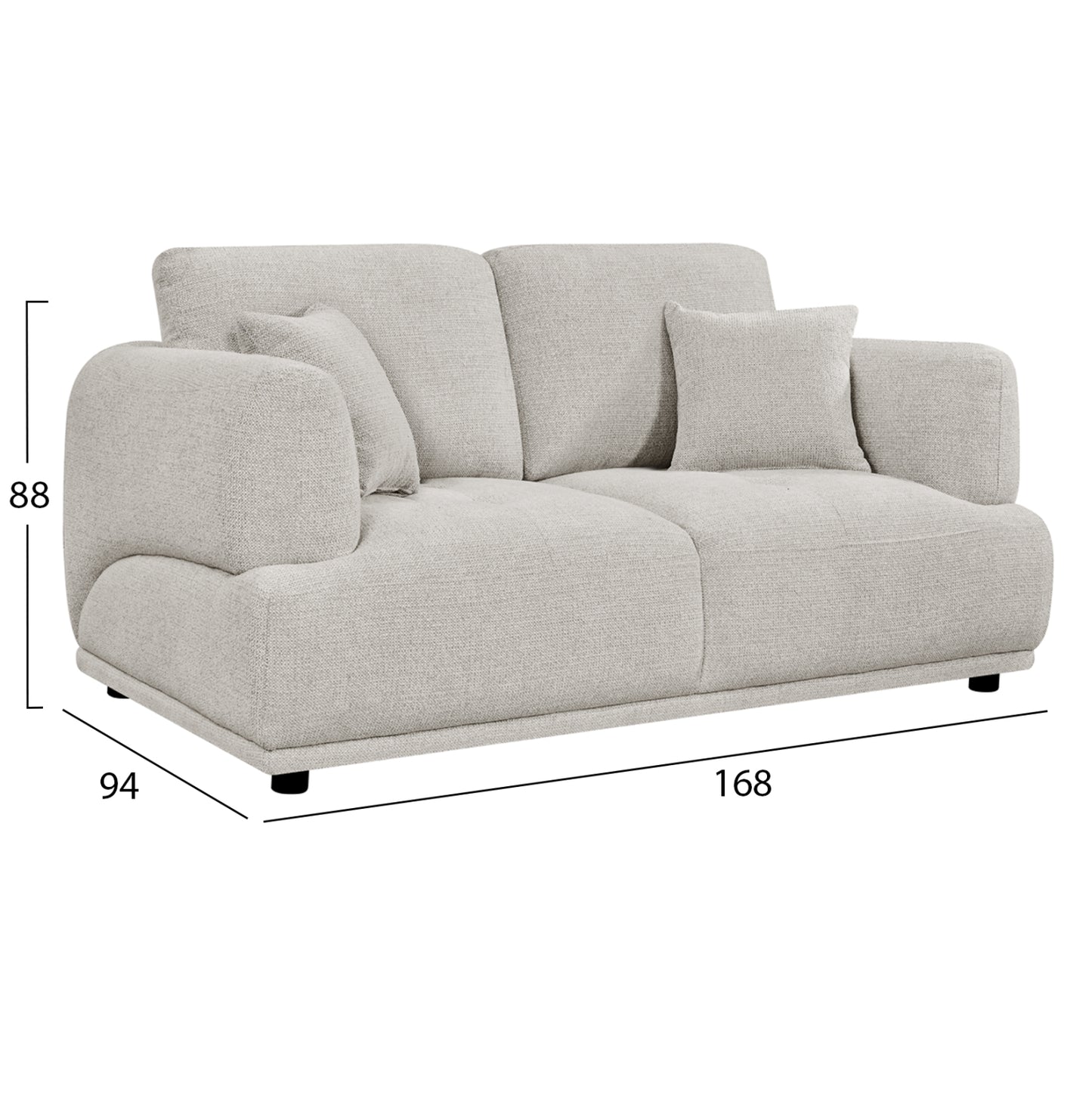 SOFA 2-SEATER STRUCTO HM3330.02 LIGHT BEIGE FABRIC 168x94x88Hcm.