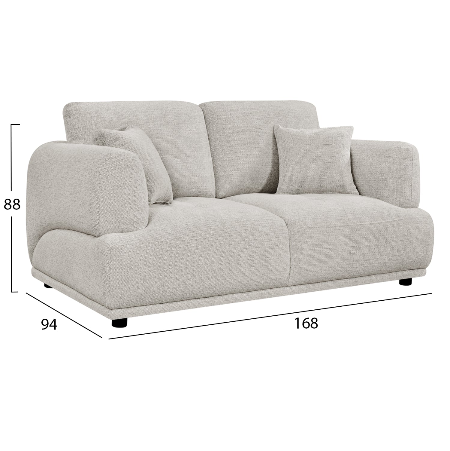 SOFA 2-SEATER STRUCTO HM3330.02 LIGHT BEIGE FABRIC 168x94x88Hcm.