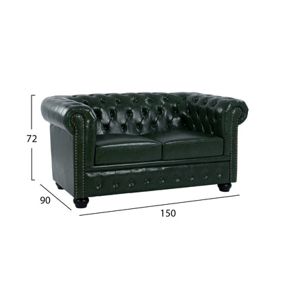 Sofa 2 seater T.Chesterfield HM3010.08 PU Cypress Green 150x90x72cm