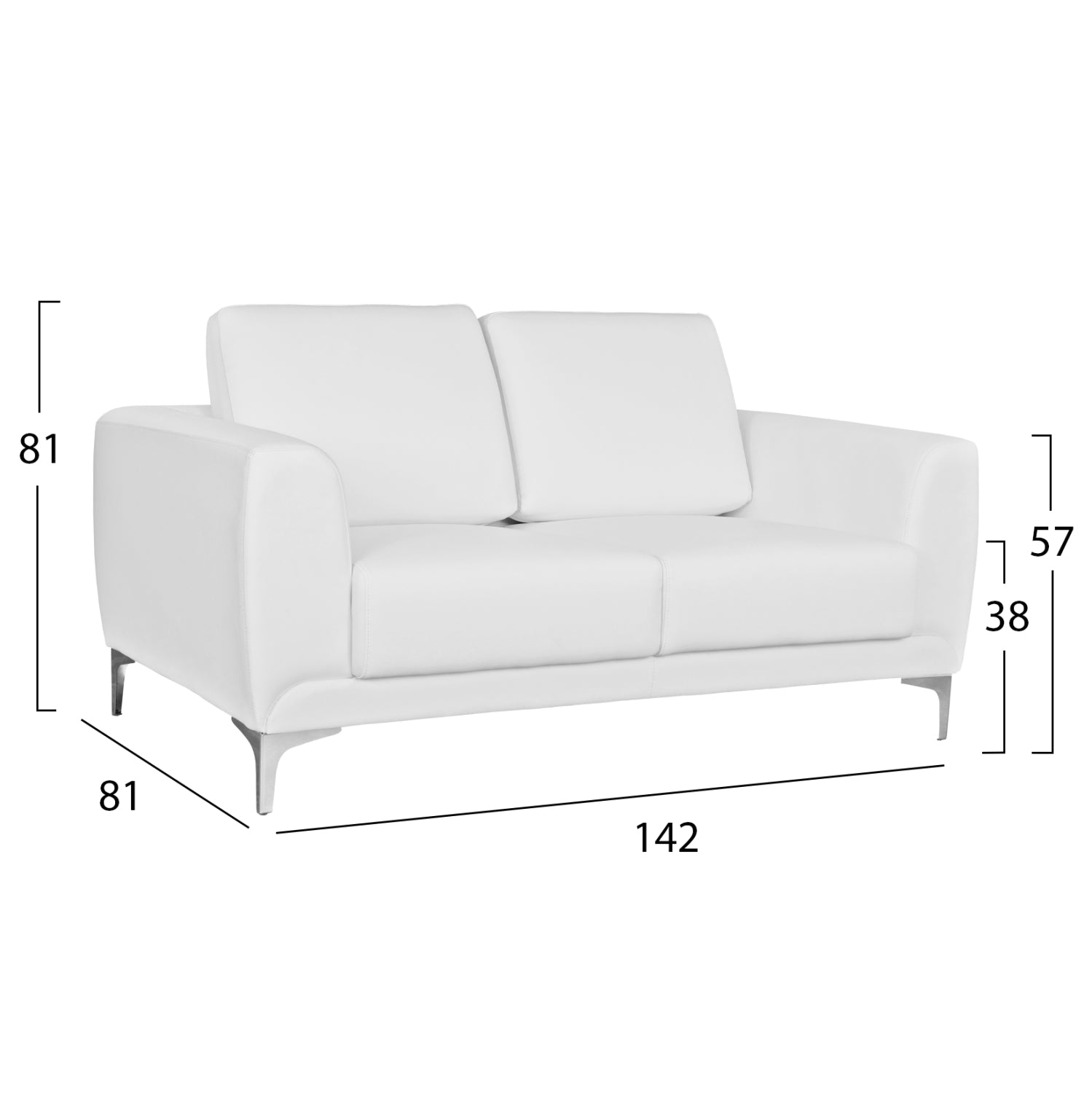 Sofa 2 seater Kenzie HM3121.22 with White PU 142x81x81 cm