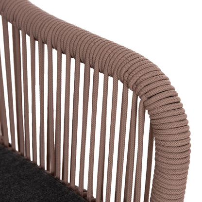 OUTDOOR SOFA 2-SEATER MYRTIA HM5550.12 ALUMINUM IN ANTHRACITE--TESLIN ROPE IN BEIGE 123x61x90Hcm.