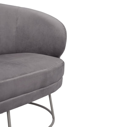 Sofa 2 seater Arien from velvet Grey with Silver Base HM8492.01 125Χ80Χ84cm