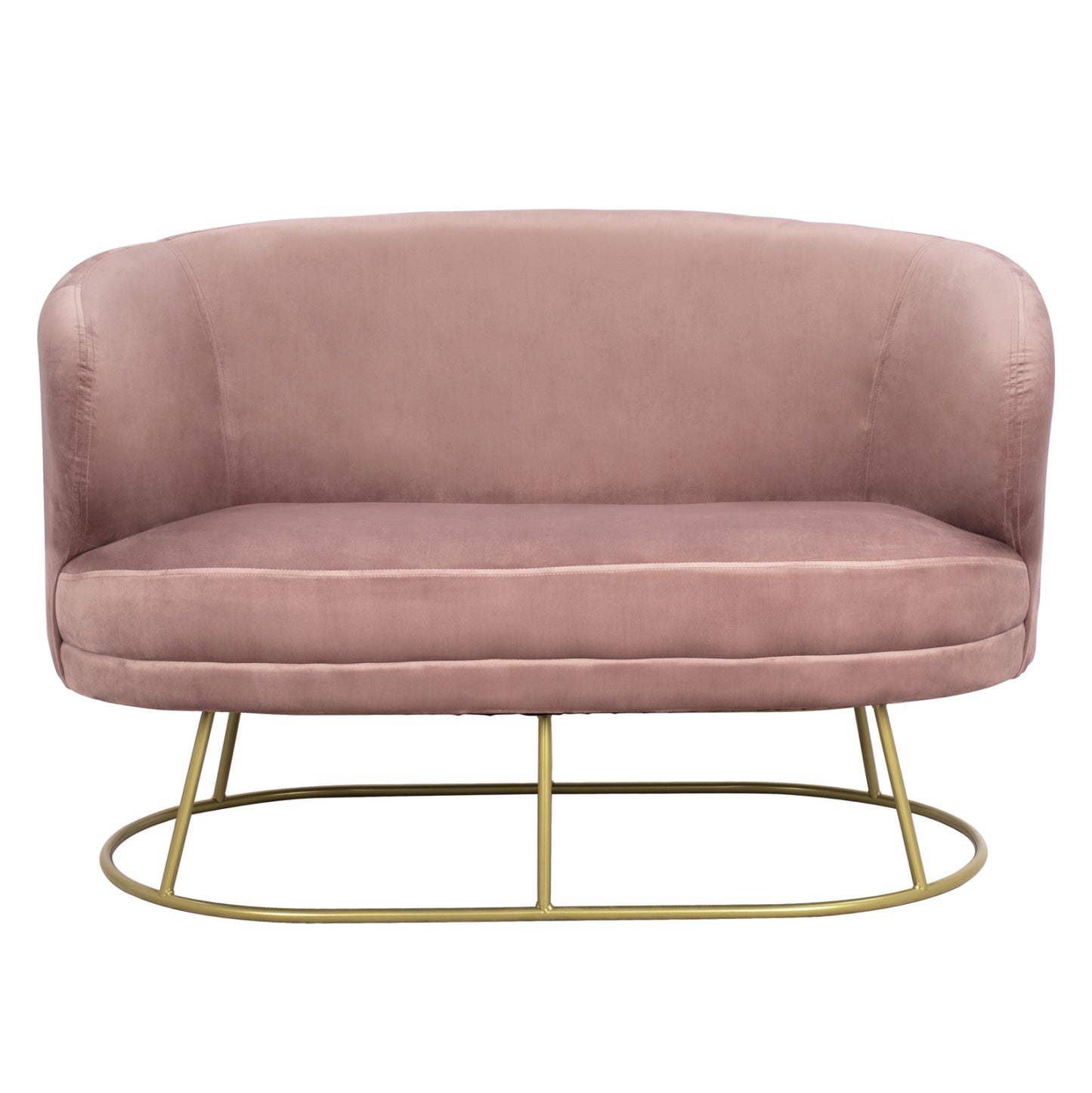 SOFA 2 SEATS HM8492.02 FROM VELVET DUSTY PINK WITH GOLDEN BASE 125X80X84Y cm.