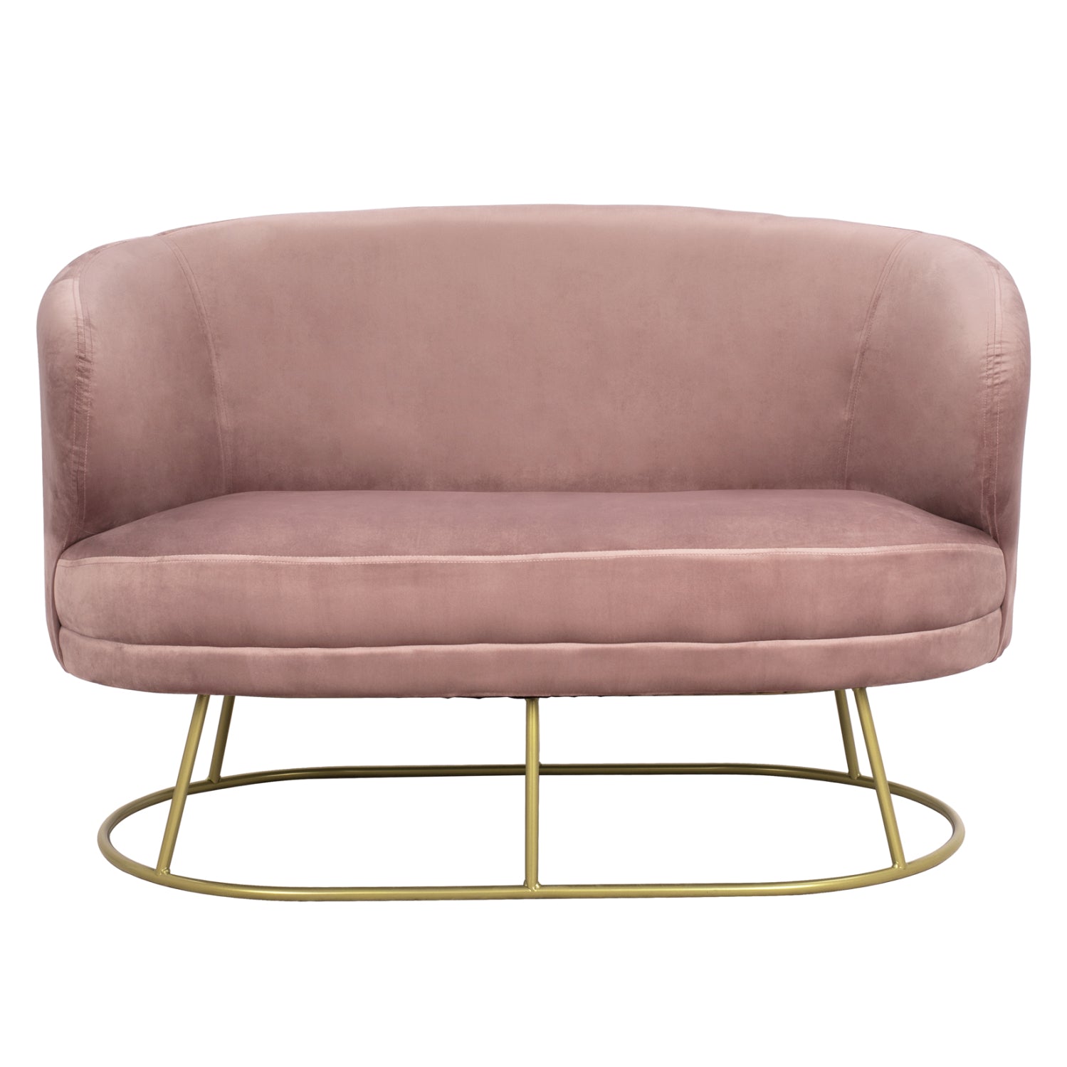SOFA 2 SEATS HM8492.02 FROM VELVET DUSTY PINK WITH GOLDEN BASE 125X80X84Y cm.
