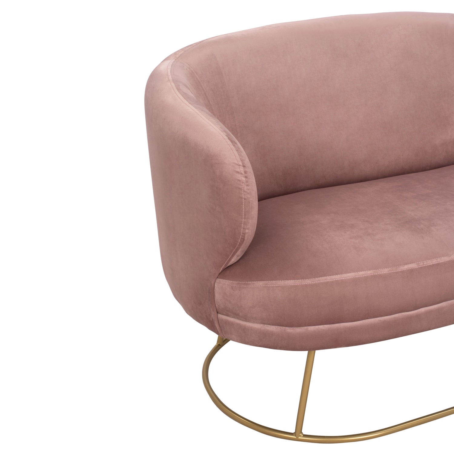 SOFA 2 SEATS HM8492.02 FROM VELVET DUSTY PINK WITH GOLDEN BASE 125X80X84Y cm.
