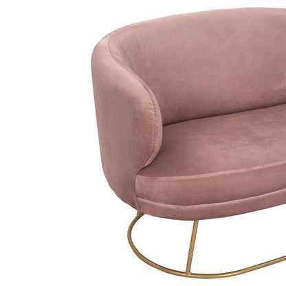 SOFA 2 SEATS HM8492.02 FROM VELVET DUSTY PINK WITH GOLDEN BASE 125X80X84Y cm.