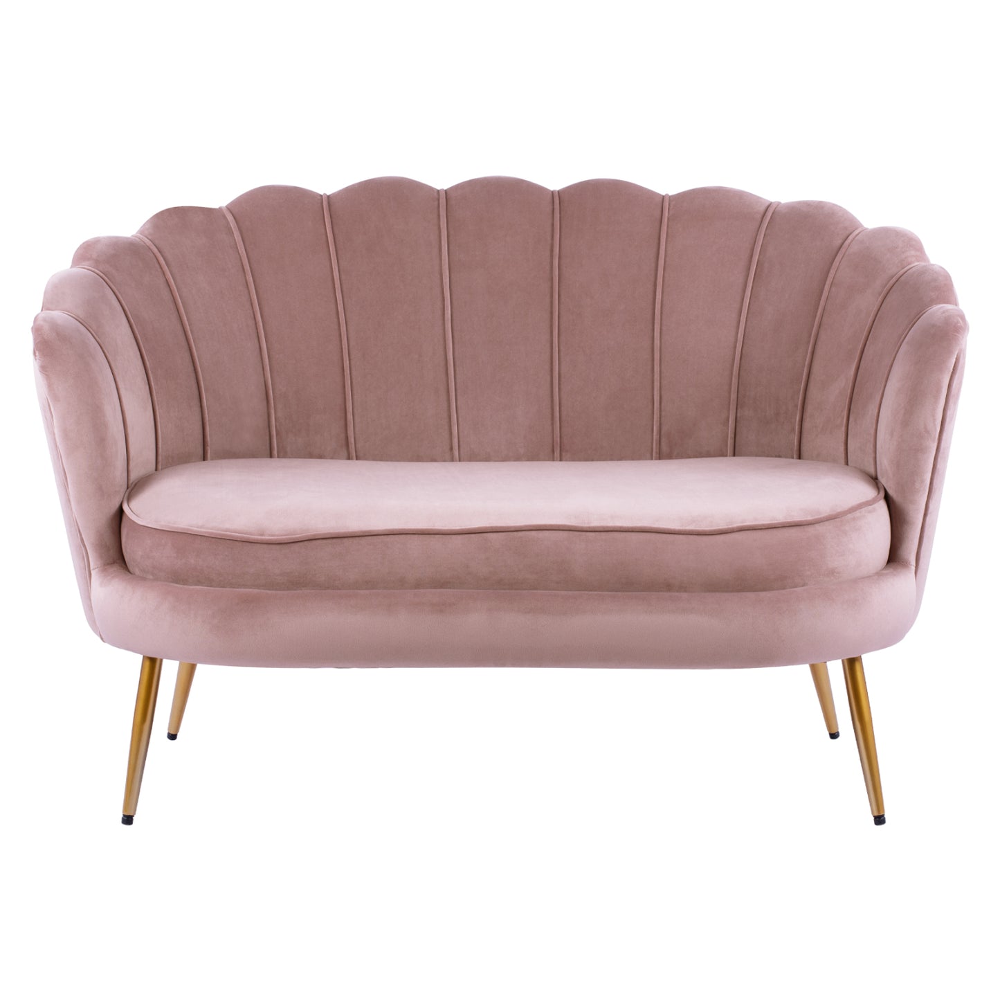 Sofa 2 seater Coquille HM8627.02 from velvet rotten apple & gold legs 130x81x86cm