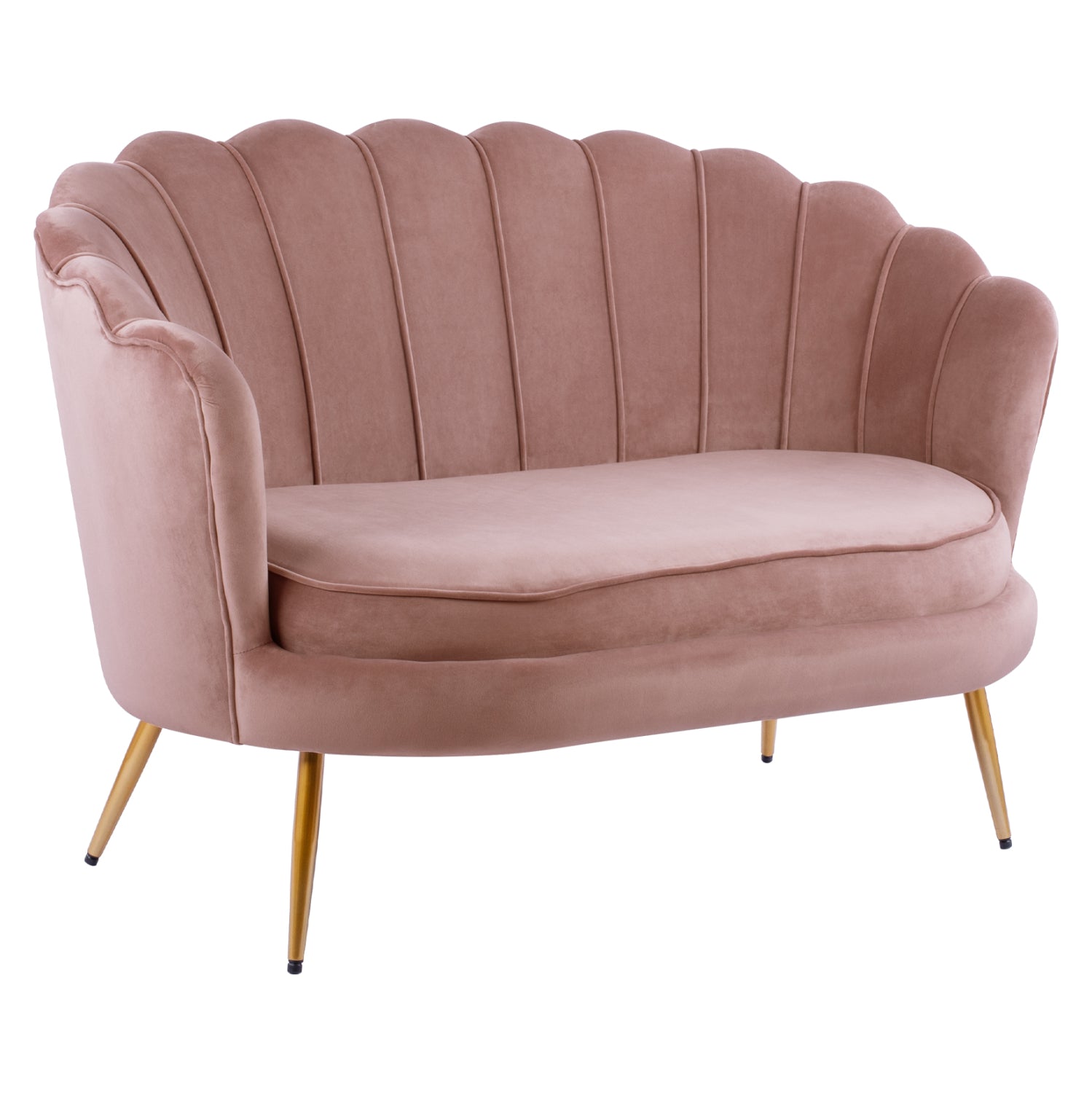 Sofa 2 seater Coquille HM8627.02 from velvet rotten apple & gold legs 130x81x86cm