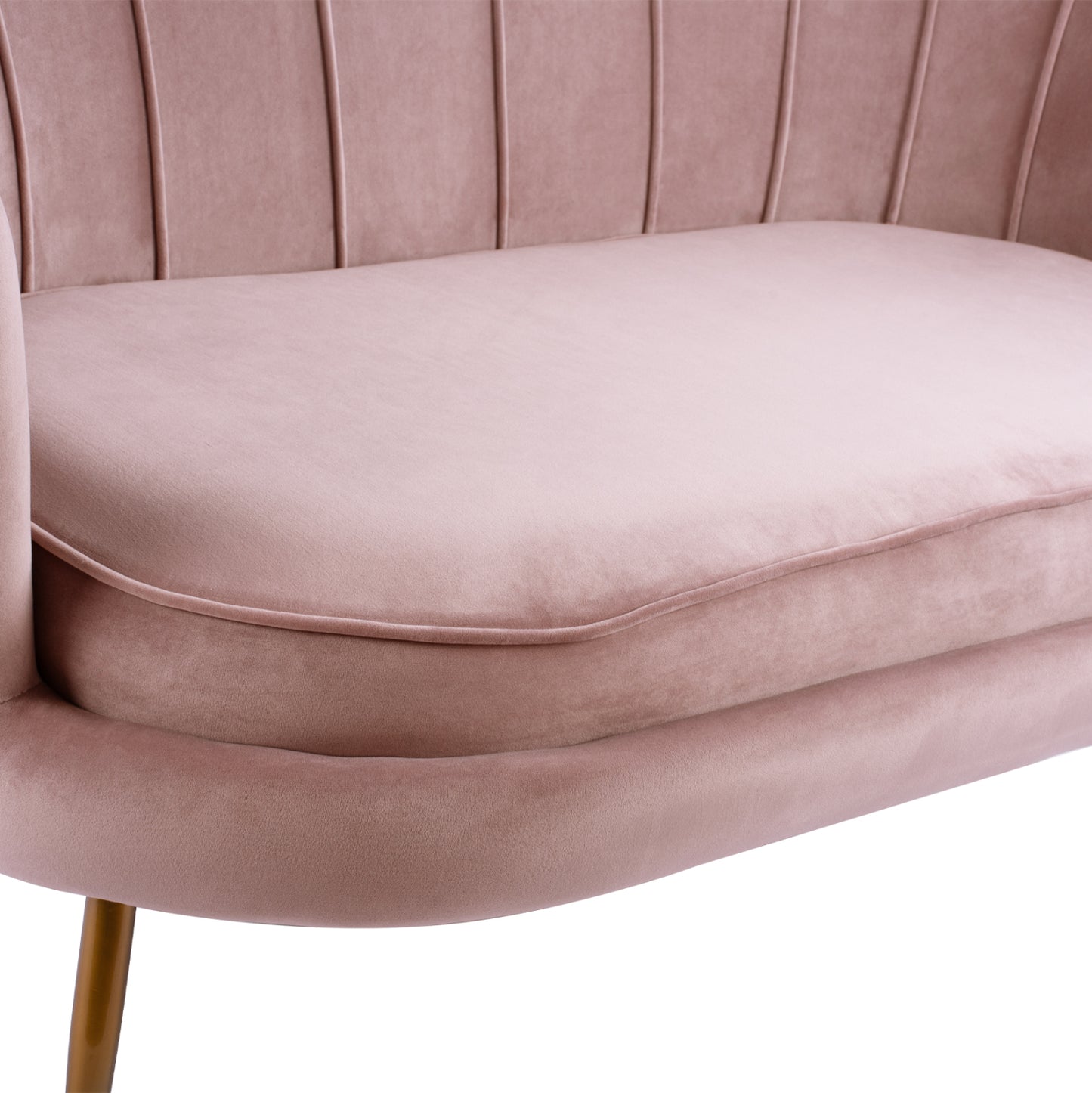 Sofa 2 seater Coquille HM8627.02 from velvet rotten apple & gold legs 130x81x86cm