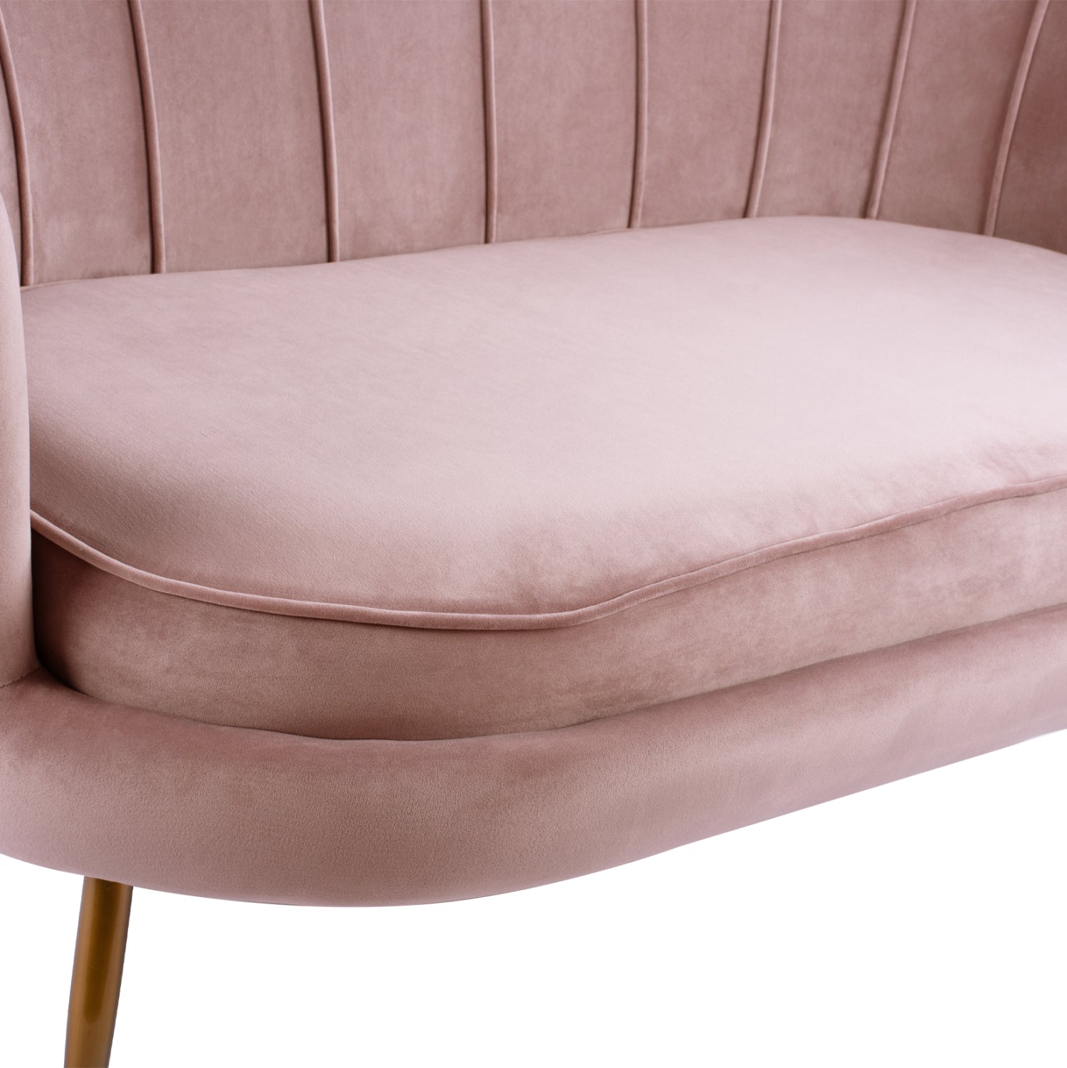 Sofa 2 seater Coquille HM8627.02 from velvet rotten apple & gold legs 130x81x86cm