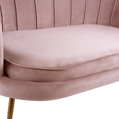 Sofa 2 seater Coquille HM8627.02 from velvet rotten apple & gold legs 130x81x86cm