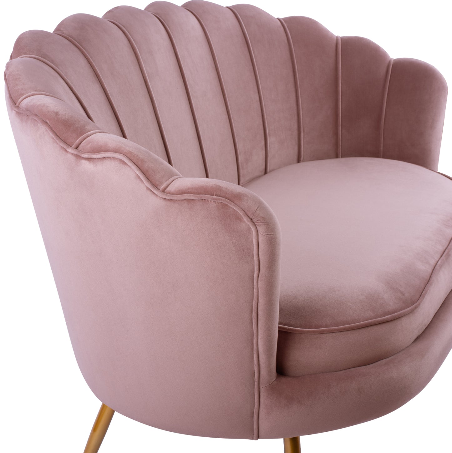 Sofa 2 seater Coquille HM8627.02 from velvet rotten apple & gold legs 130x81x86cm
