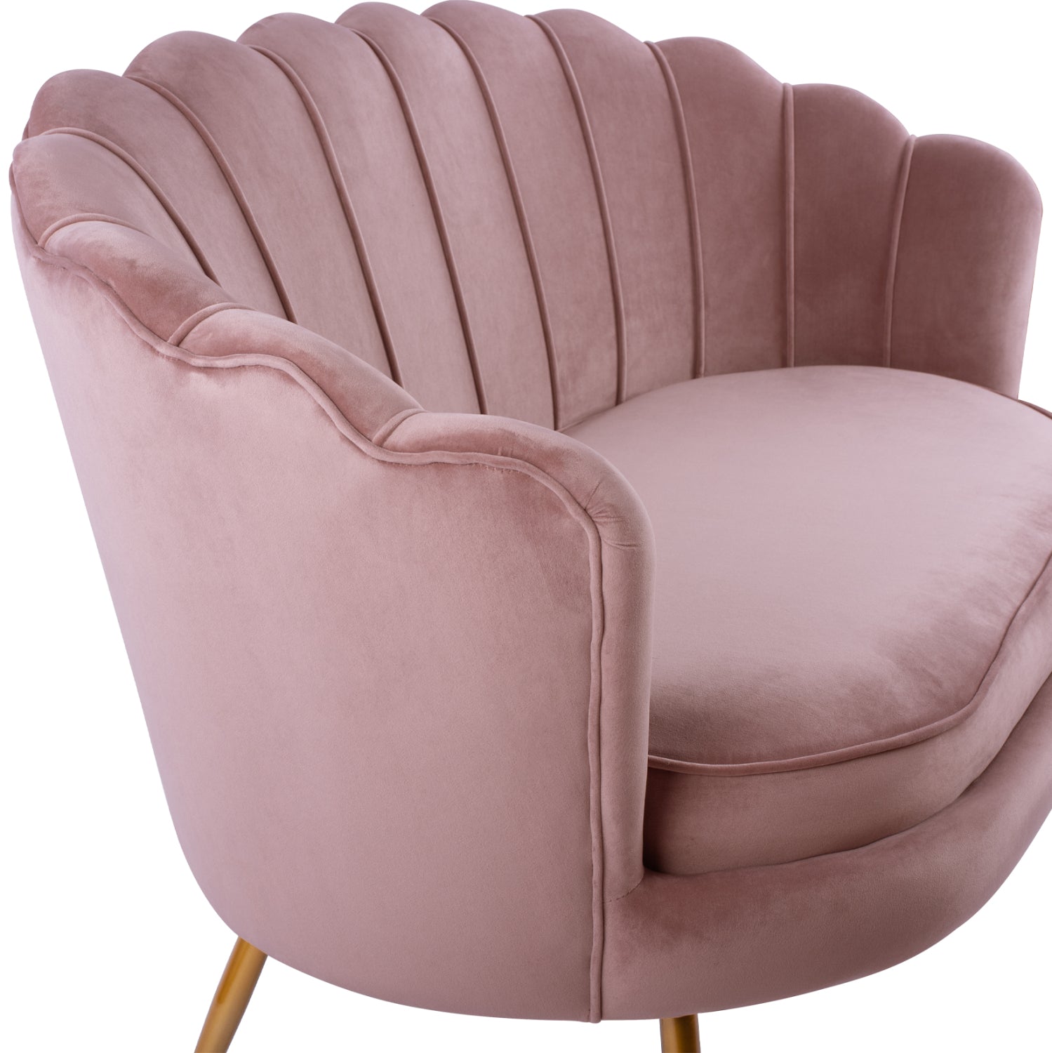 Sofa 2 seater Coquille HM8627.02 from velvet rotten apple & gold legs 130x81x86cm