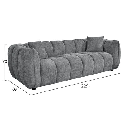 SOFA 3-SEATER LYKKE HM3323.01 GREY FABRIC 229x89x70Hcm.
