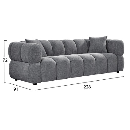 SOFA 3-SEATER NORIKA HM3331.01 GREY FABRIC 220x88x85Hcm.