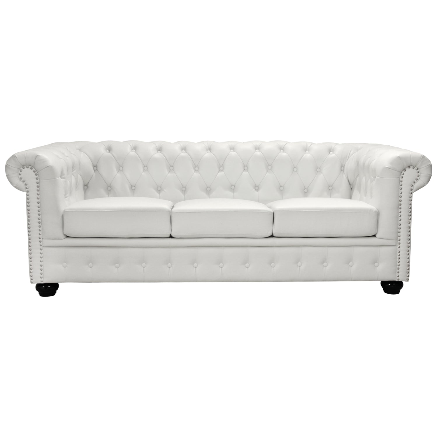 Sofa 3 seater Chesterfield type HM3009.02 white matte Faux Leather 208x90x73 cm