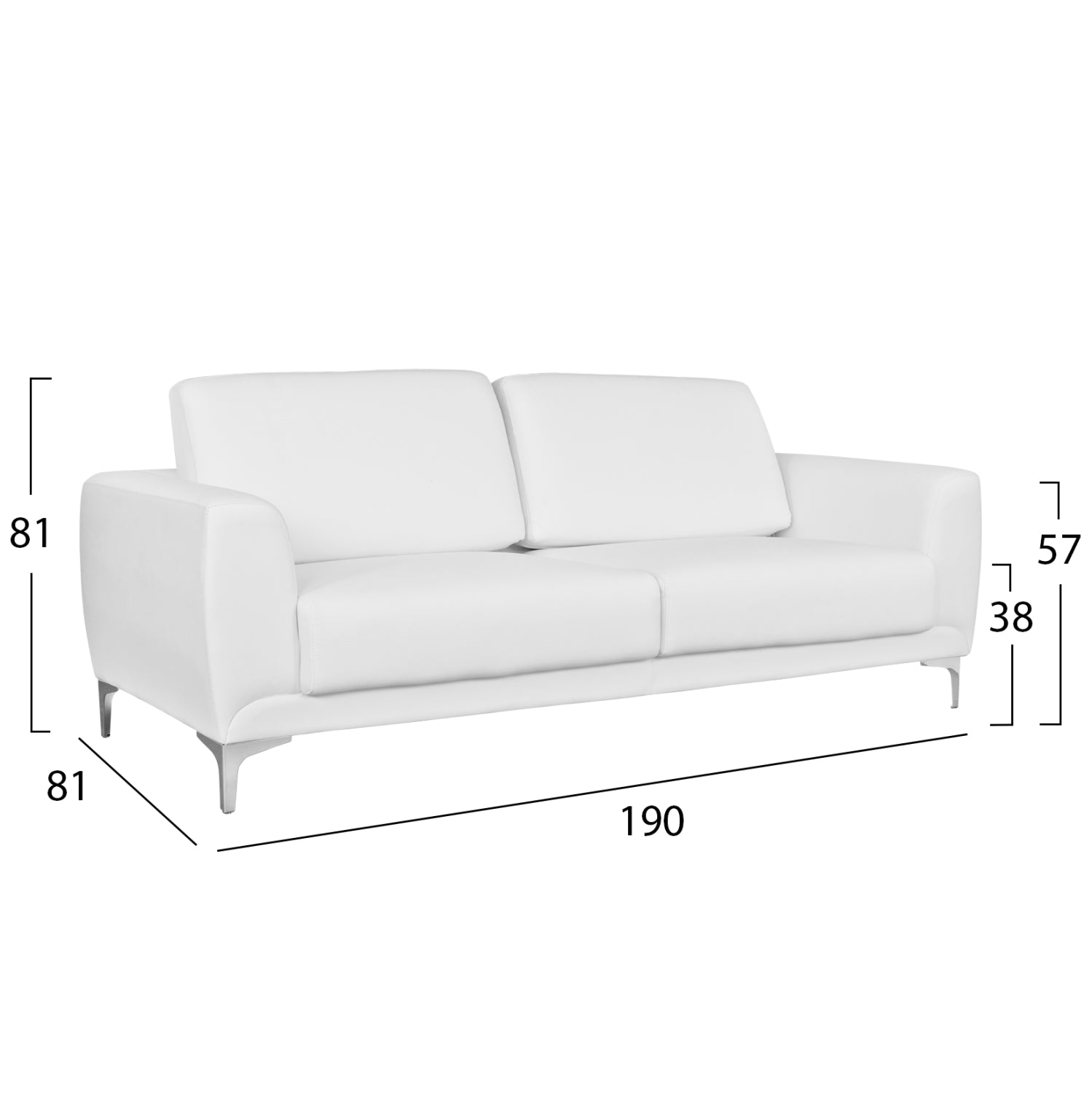 Sofa 3 seater Kenzie HM3121.32 with White PU 190x81x81  cm