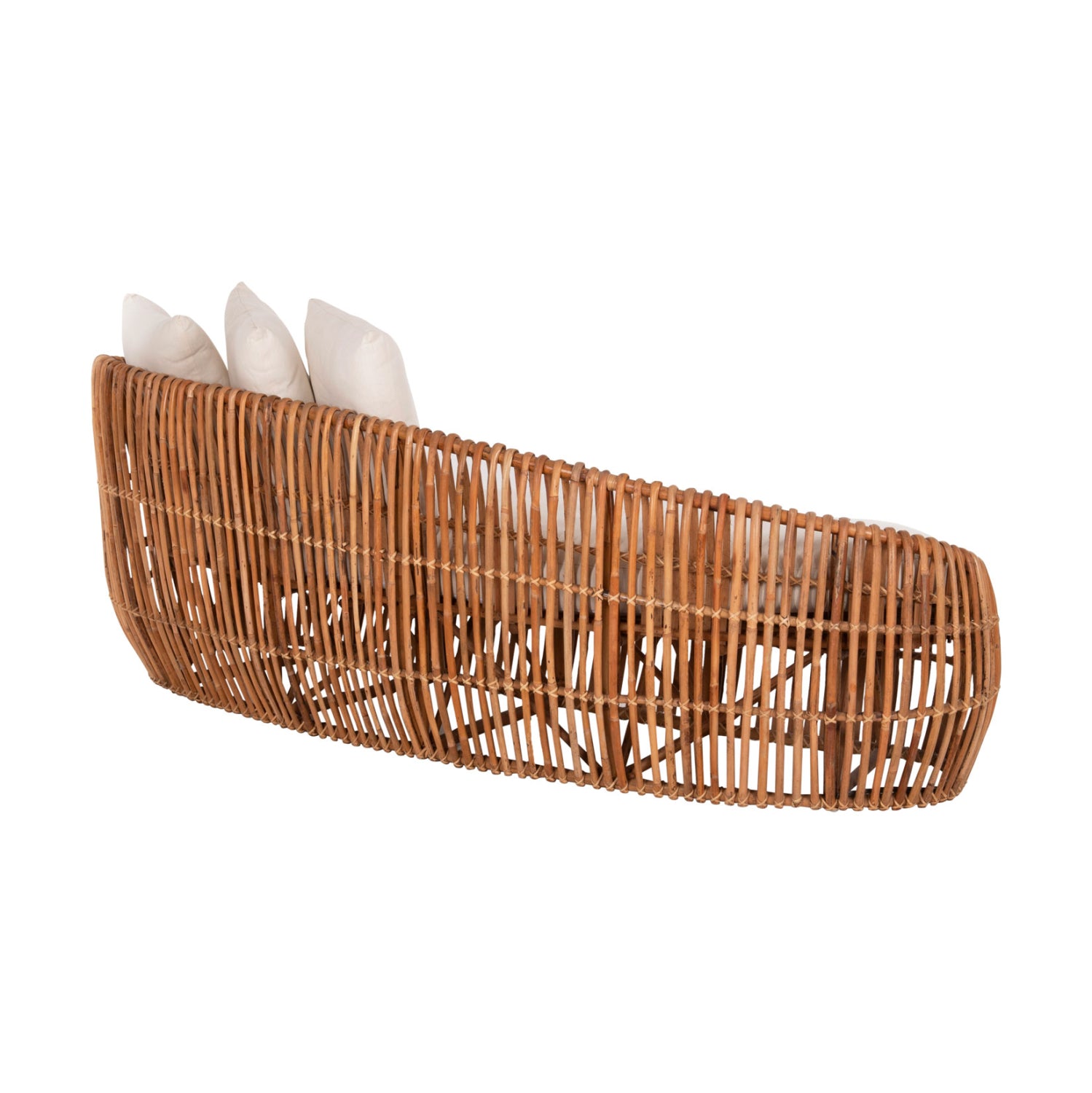 SOFA-LOUNGER LANTRY HM5991 NATURAL RATTAN- WHITE CUSHIONS 215x60x78Hcm.