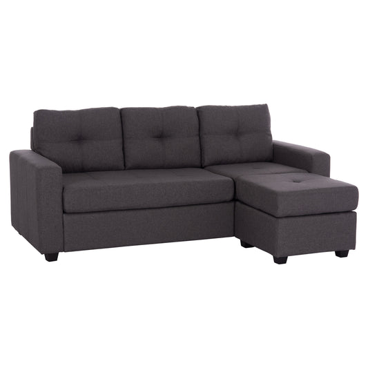 Reversible Corner Sofa PAGE HM3004.02 in Grey Fabric 205x82-140x87H cm.