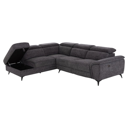 SOFA LEFT CORNER-RECLINE & STORAGE SPACE RESTRO HM3339.01L GREY FABRIC 290x220x80Hcm.