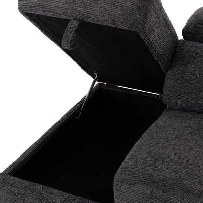 SOFA LEFT CORNER-RECLINE & STORAGE SPACE RESTRO HM3339.01L GREY FABRIC 290x220x80Hcm.