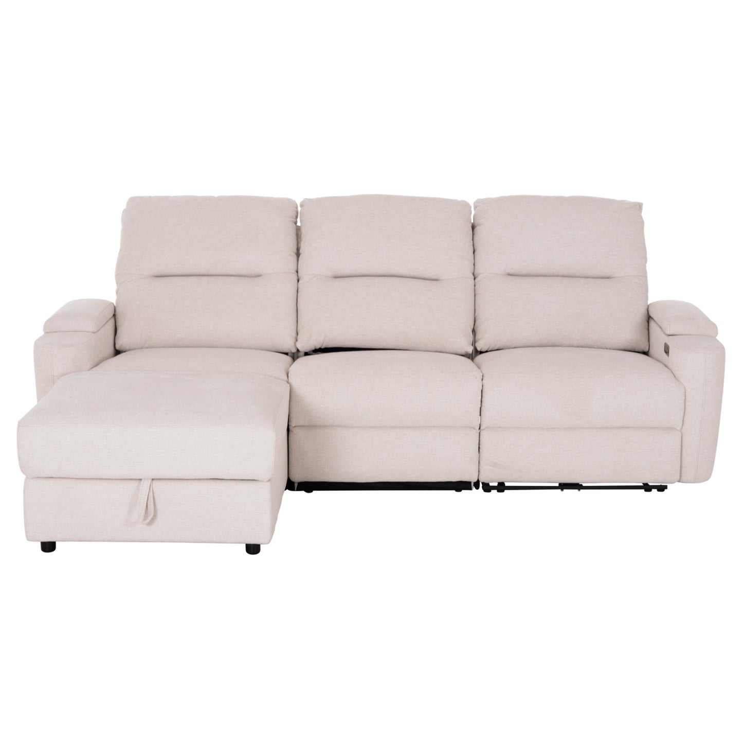 LEFT CORNER SOFA SYNTHIA HM3308.01L RECLINE & STORAGE SPACE--BEIGE FABRIC 245x170x98Hcm.