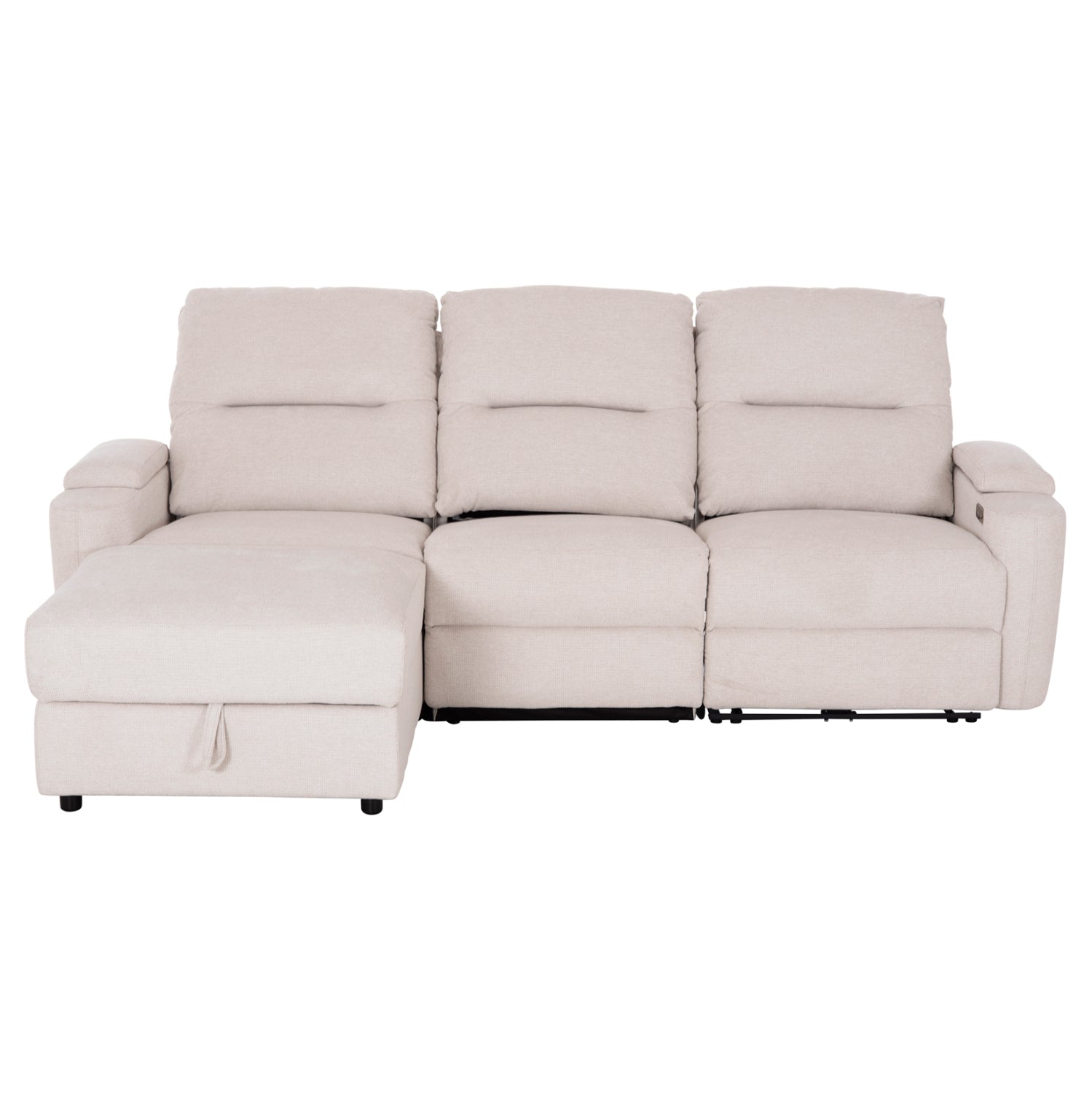 LEFT CORNER SOFA SYNTHIA HM3308.01L RECLINE & STORAGE SPACE--BEIGE FABRIC 245x170x98Hcm.