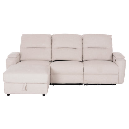 LEFT CORNER SOFA SYNTHIA HM3308.01L RECLINE & STORAGE SPACE--BEIGE FABRIC 245x170x98Hcm.