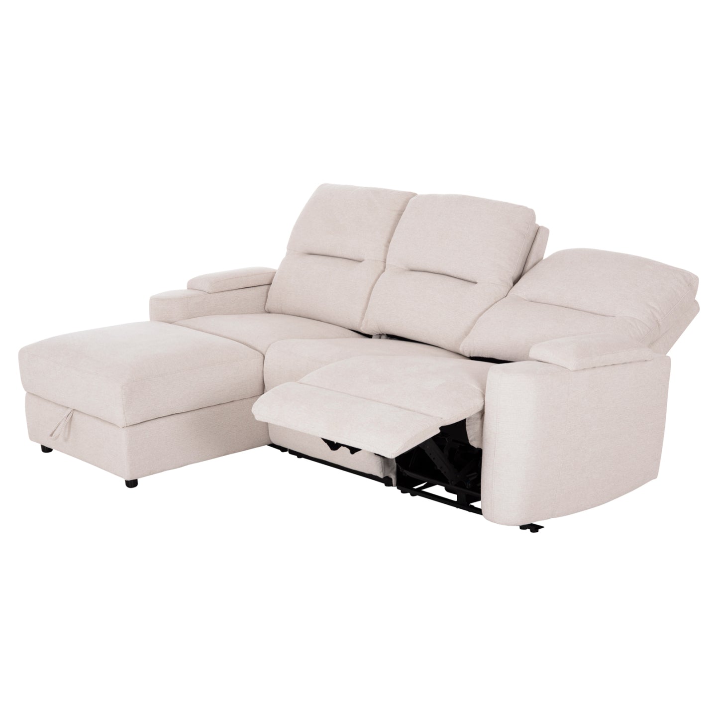 LEFT CORNER SOFA SYNTHIA HM3308.01L RECLINE & STORAGE SPACE--BEIGE FABRIC 245x170x98Hcm.