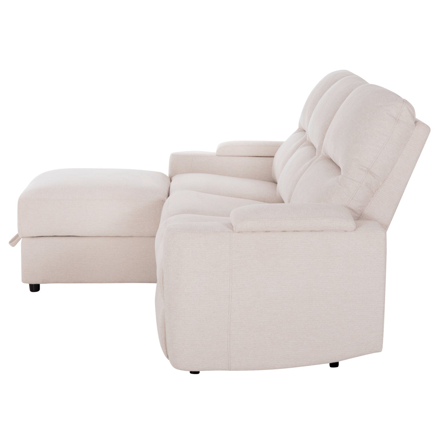 LEFT CORNER SOFA SYNTHIA HM3308.01L RECLINE & STORAGE SPACE--BEIGE FABRIC 245x170x98Hcm.