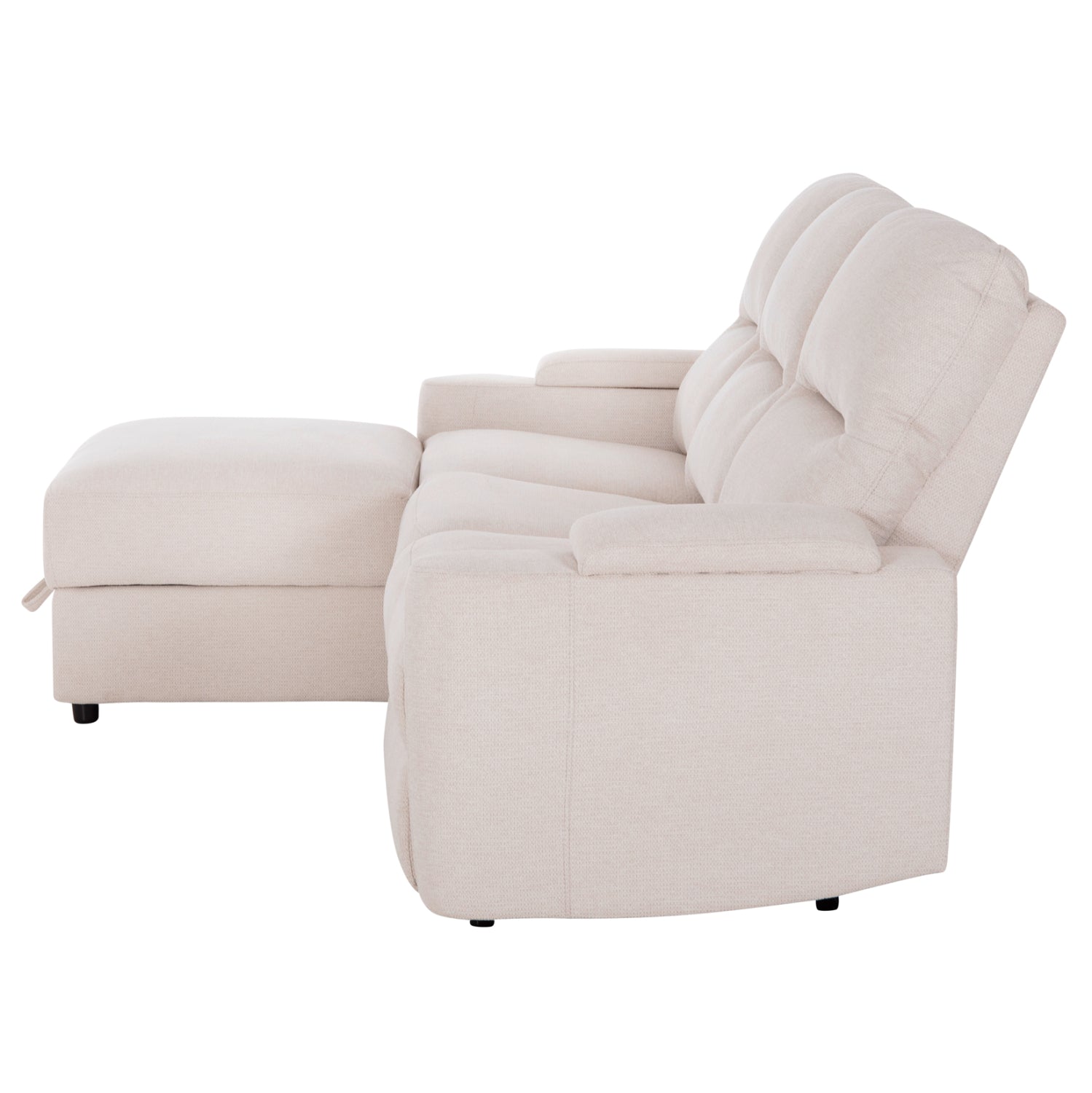 LEFT CORNER SOFA SYNTHIA HM3308.01L RECLINE & STORAGE SPACE--BEIGE FABRIC 245x170x98Hcm.