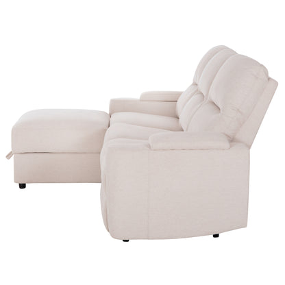 LEFT CORNER SOFA SYNTHIA HM3308.01L RECLINE & STORAGE SPACE--BEIGE FABRIC 245x170x98Hcm.