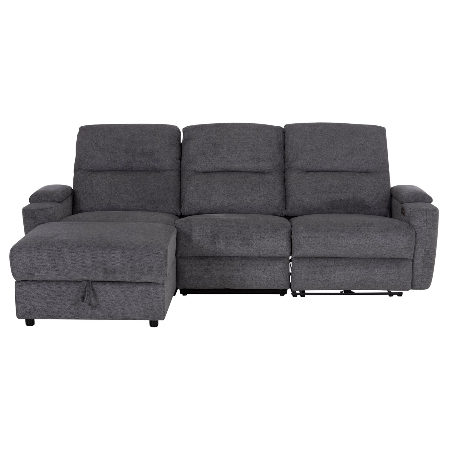 LEFT CORNER SOFA SYNTHIA HM3308.03L RECLINE & STORAGE SPACE--GREY FABRIC 245x170x98Hcm.