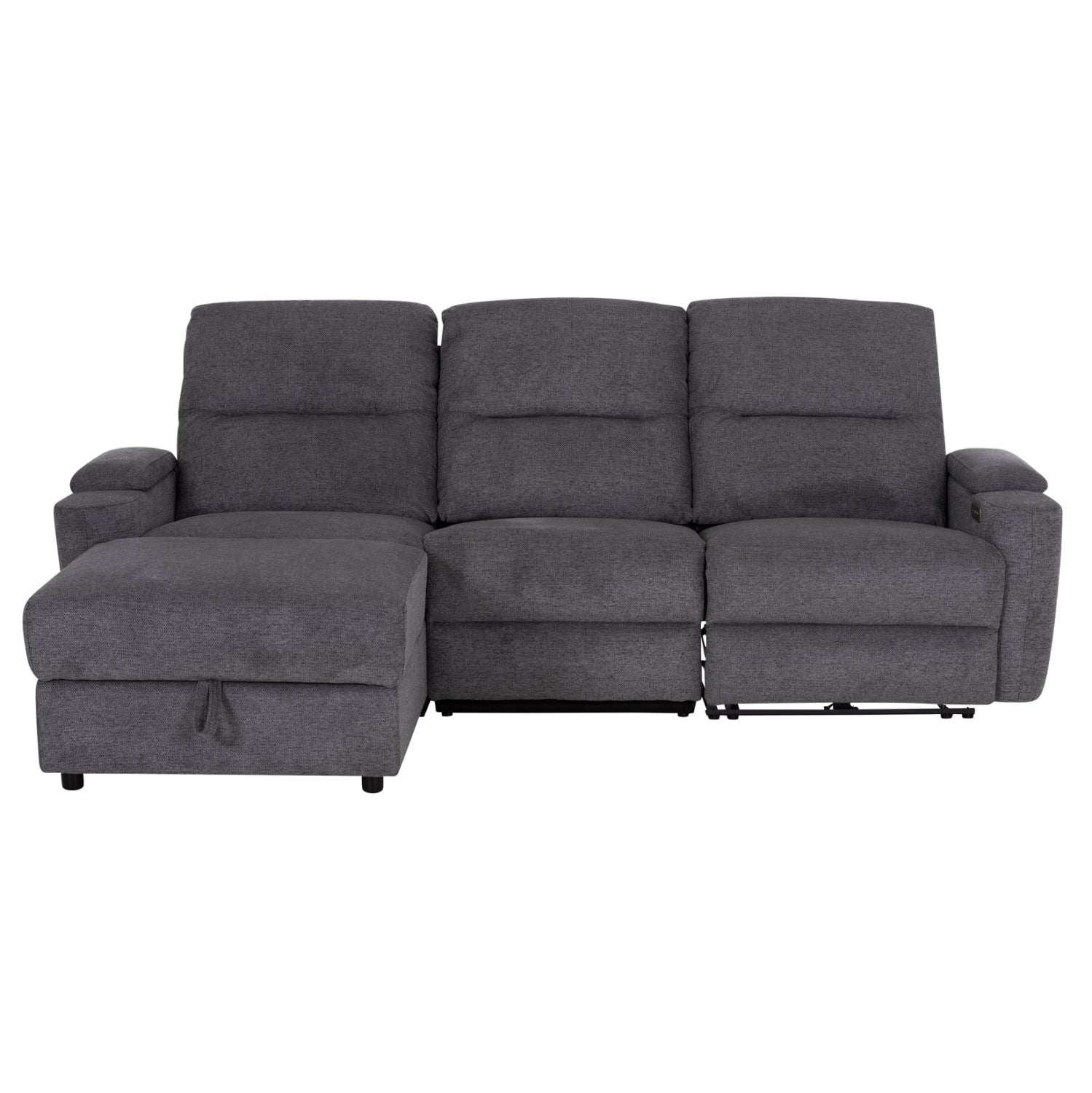 LEFT CORNER SOFA SYNTHIA HM3308.03L RECLINE & STORAGE SPACE--GREY FABRIC 245x170x98Hcm.