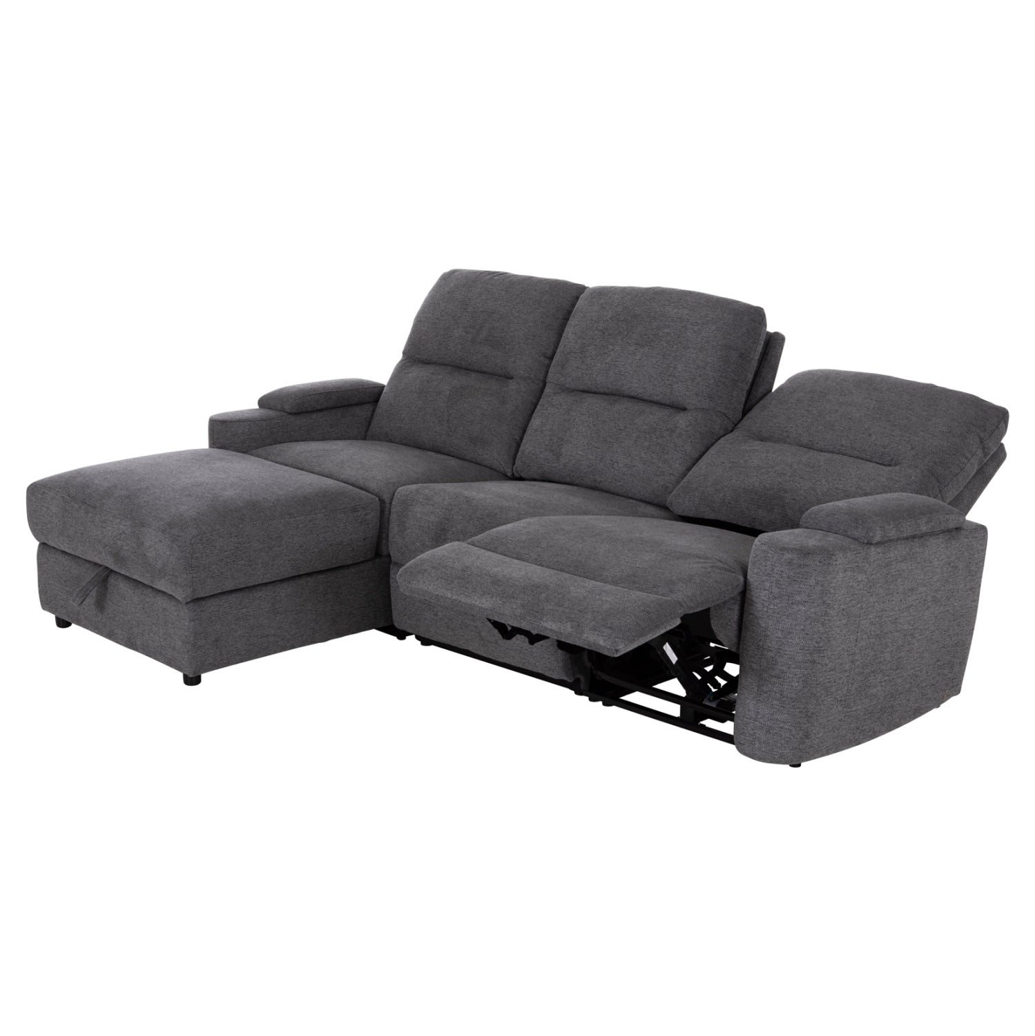 LEFT CORNER SOFA SYNTHIA HM3308.03L RECLINE & STORAGE SPACE--GREY FABRIC 245x170x98Hcm.