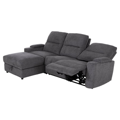 LEFT CORNER SOFA SYNTHIA HM3308.03L RECLINE & STORAGE SPACE--GREY FABRIC 245x170x98Hcm.