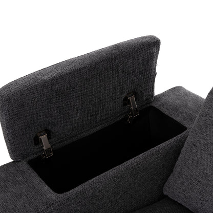 LEFT CORNER SOFA SYNTHIA HM3308.03L RECLINE & STORAGE SPACE--GREY FABRIC 245x170x98Hcm.