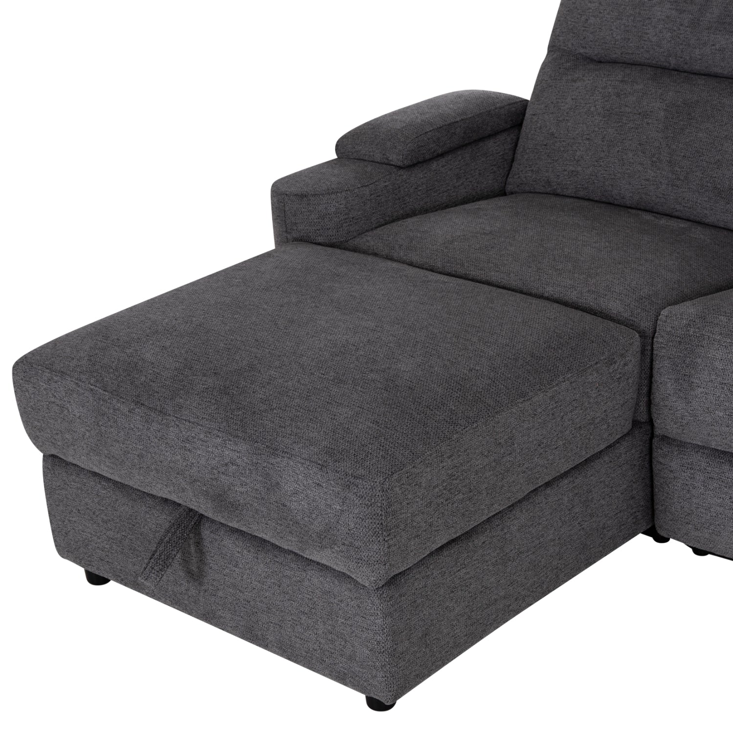 LEFT CORNER SOFA SYNTHIA HM3308.03L RECLINE & STORAGE SPACE--GREY FABRIC 245x170x98Hcm.