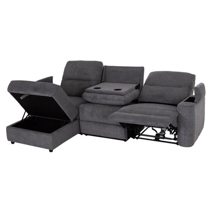 LEFT CORNER SOFA SYNTHIA HM3308.03L RECLINE & STORAGE SPACE--GREY FABRIC 245x170x98Hcm.
