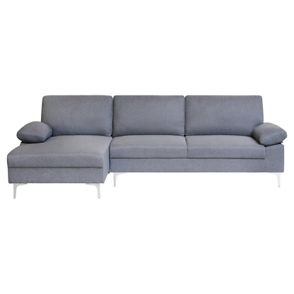 SOFA LEFT CORNER ANTON HM3340.01L GREY FABRIC--METAL LEGS 263x133x85Hcm