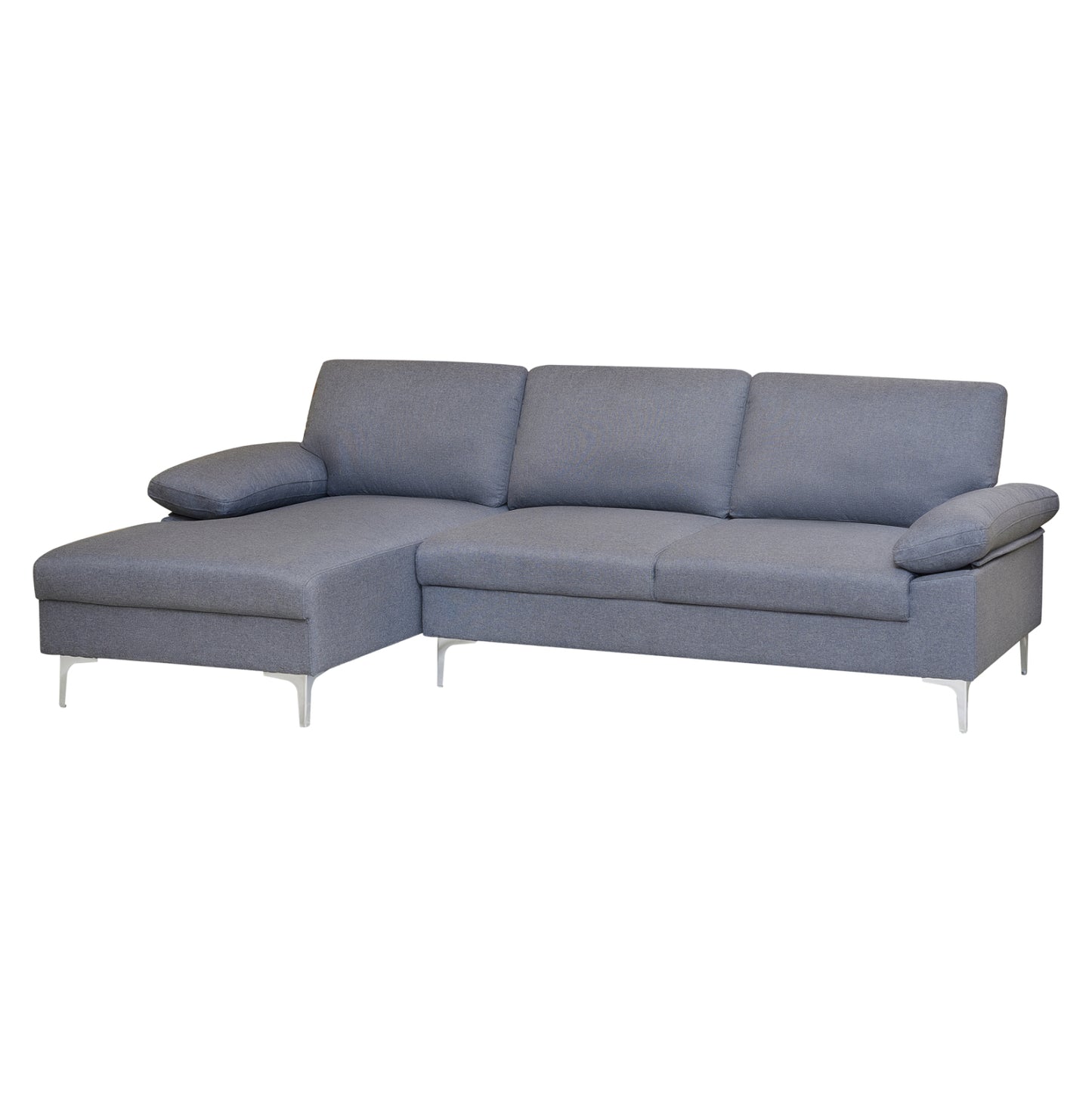 SOFA LEFT CORNER ANTON HM3340.01L GREY FABRIC--METAL LEGS 263x133x85Hcm