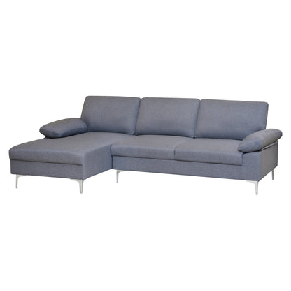 SOFA LEFT CORNER ANTON HM3340.01L GREY FABRIC--METAL LEGS 263x133x85Hcm