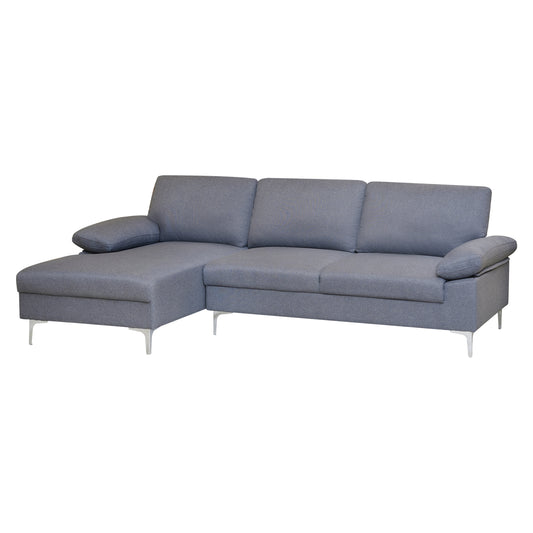 SOFA LEFT CORNER ANTON HM3340.01L GREY FABRIC--METAL LEGS 263x133x85Hcm