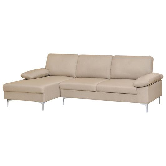 SOFA LEFT CORNER ANTON HM3340.02L IVORY FABRIC--METAL LEGS 263x133x85Hcm