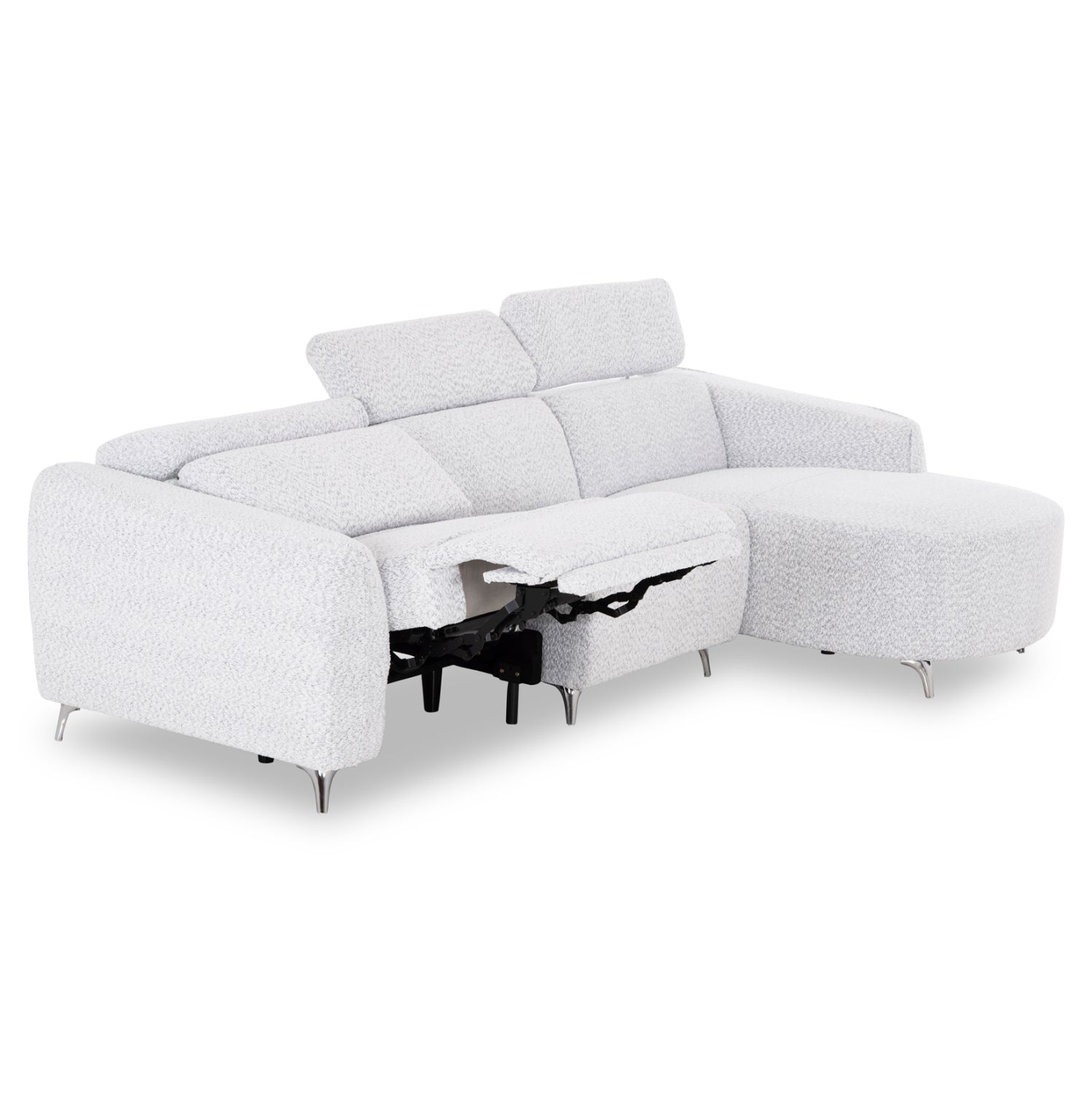 RIGHT CORNER 3-SEAT SOFA WITH RECLINE VALENTE SM3317.01R LIGHT GREY FABRIC 275x160x104H